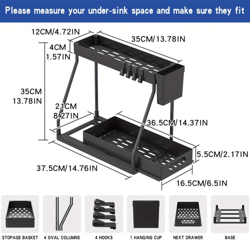 2-Piece Under Sink Organizer with Sliding Shelves – Multi-Purpose Storage Rack
