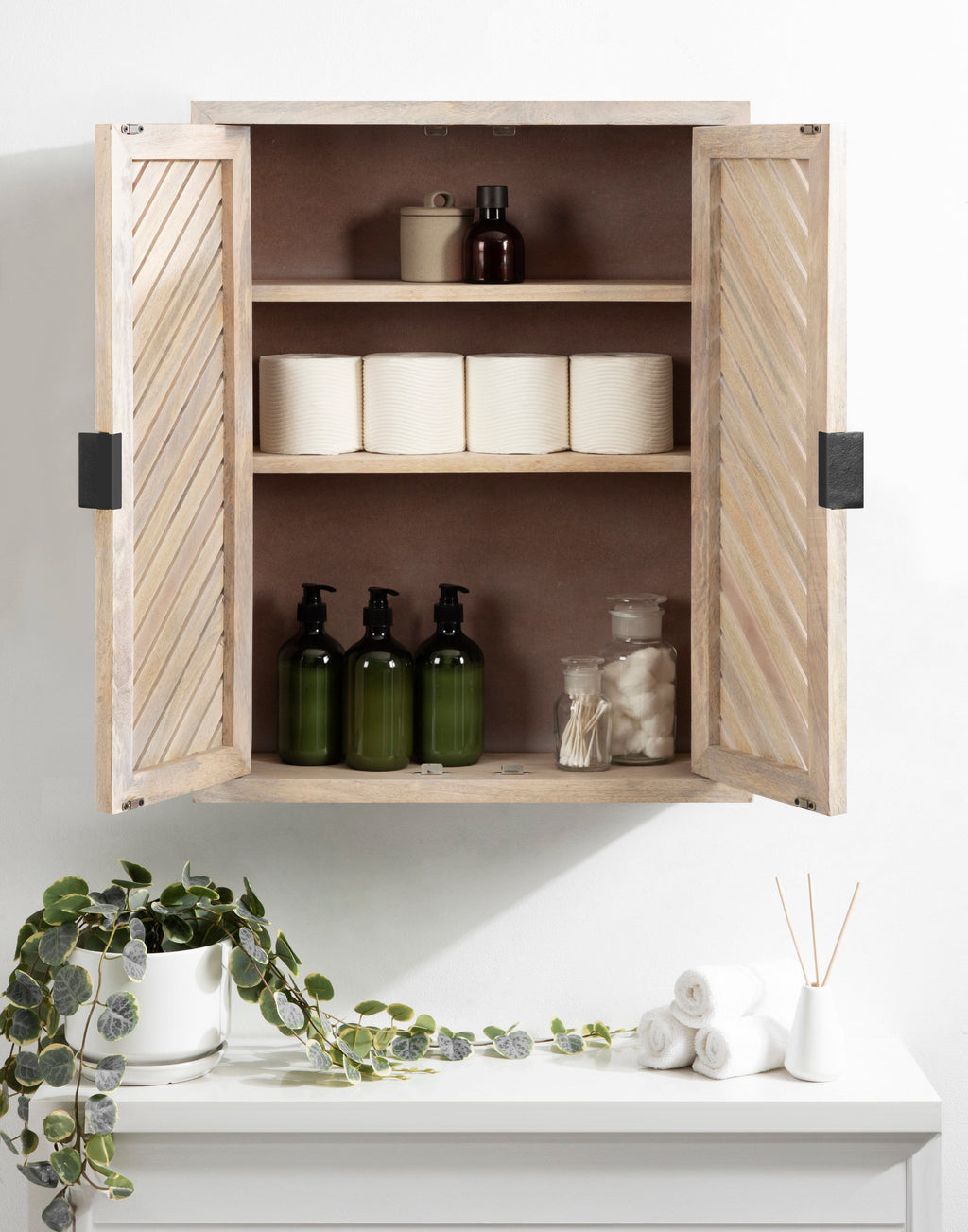 Mezzeta Tall Wood Bath Cabinet