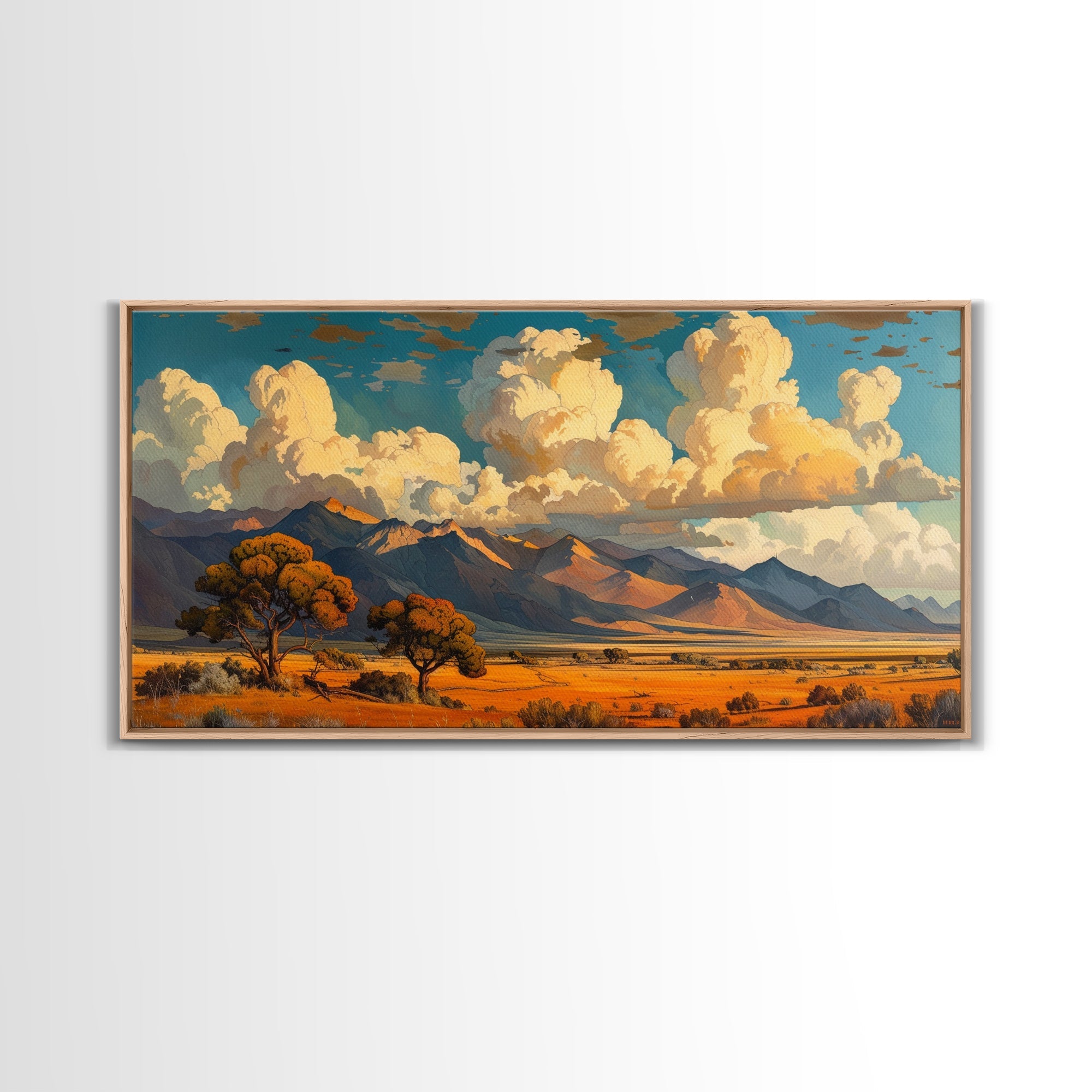 Home On The Mountains Framed Canvas Print, Southwestern Wall Art, Beautiful Home Decor For Above Sofa Or Couch, Rustic Farmhouse Art