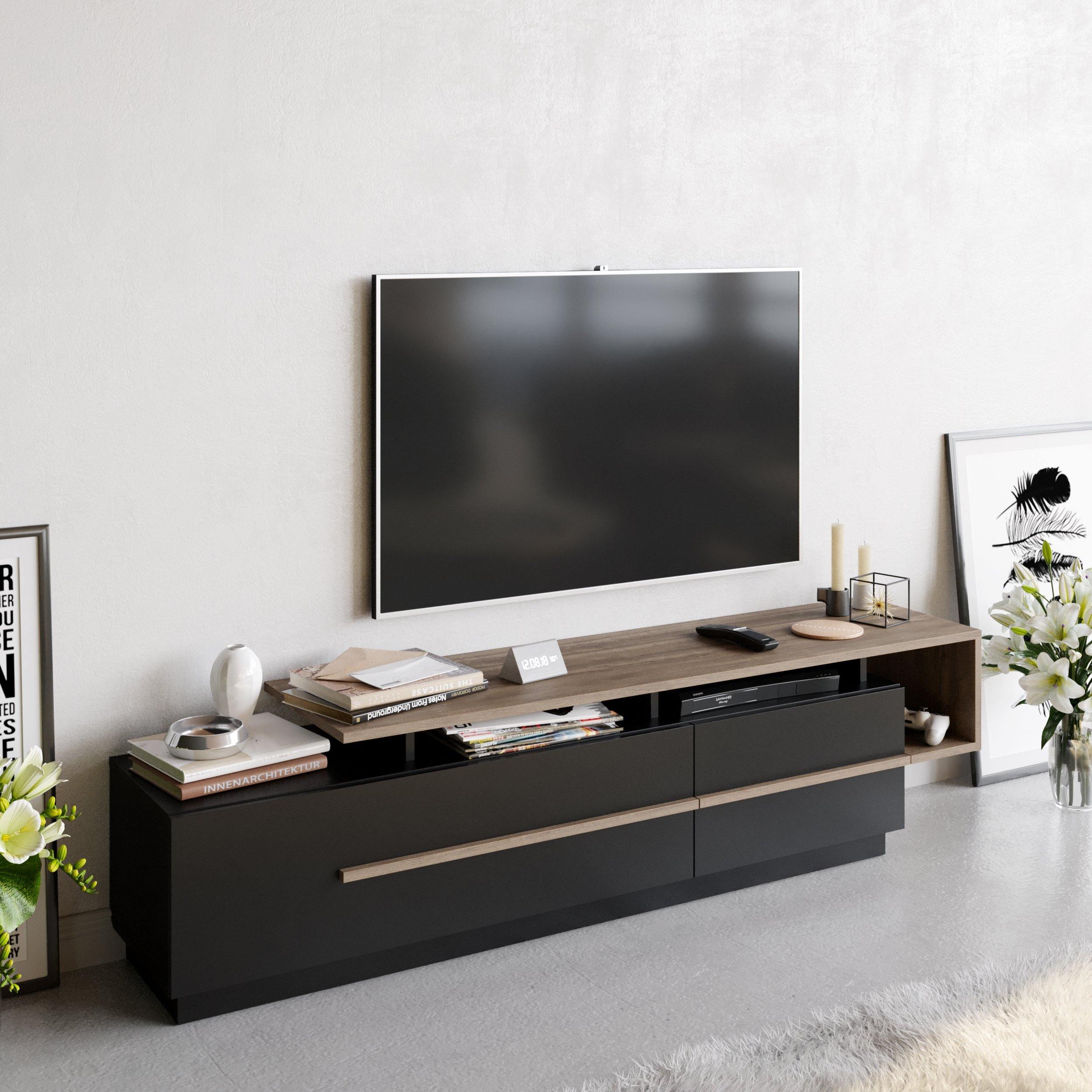Pia 71" TV Stand and Media Console with Cabinets and Shelves for TVs up to 80"