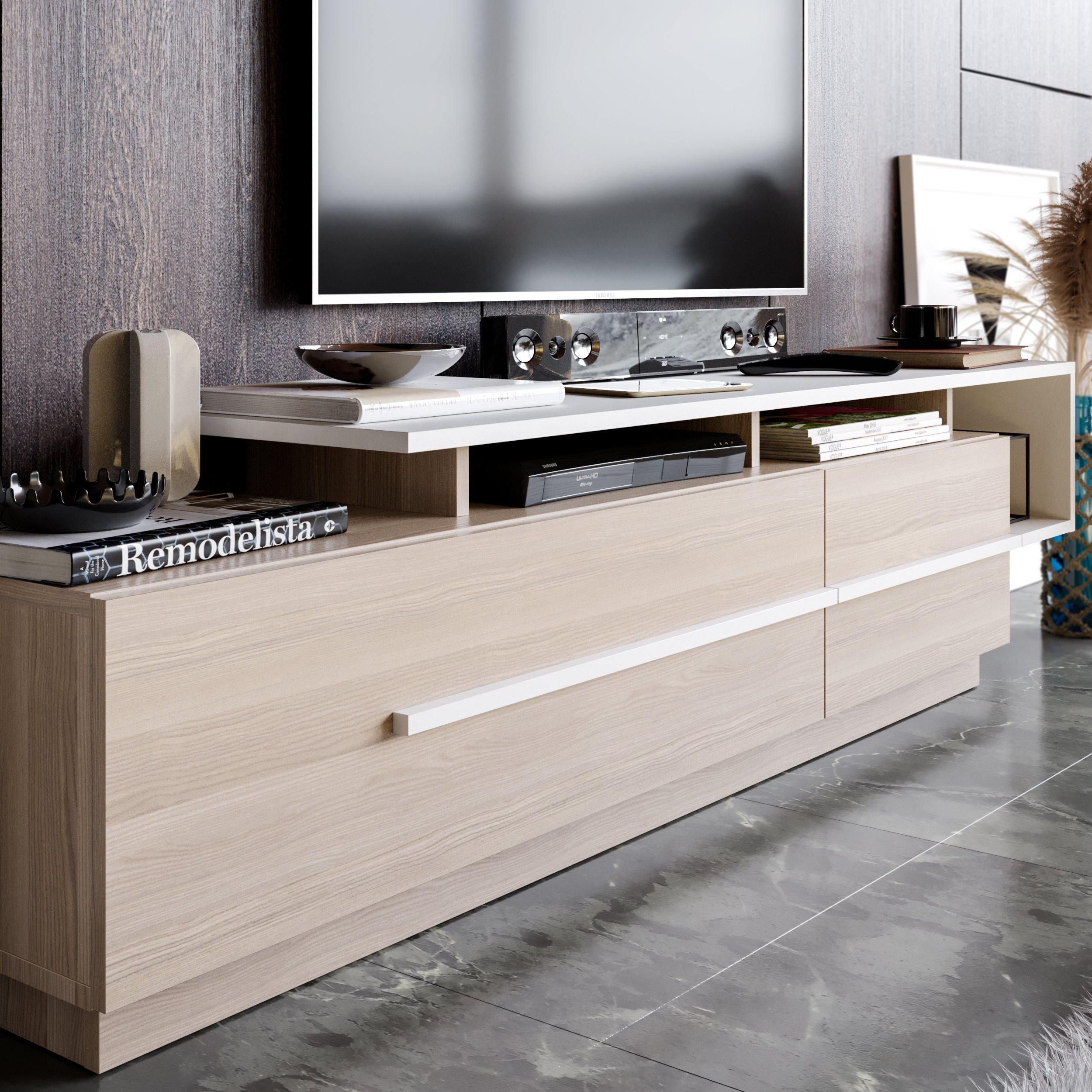 Pia 71" TV Stand and Media Console with Cabinets and Shelves for TVs up to 80"