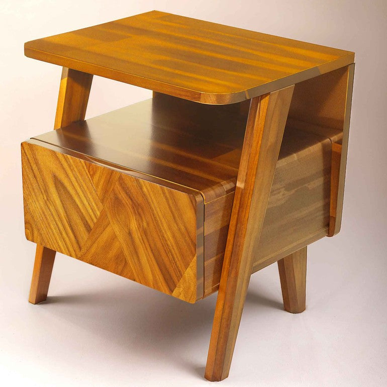 Rum Handcrafted Solid Wood Nightstand