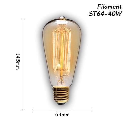 1pc Retro Lamp Edison Bulb Incandescent Living Room Decoration Vintage Lamp Filament Dimmable Amber Glass Antique Filament Light Bulbs