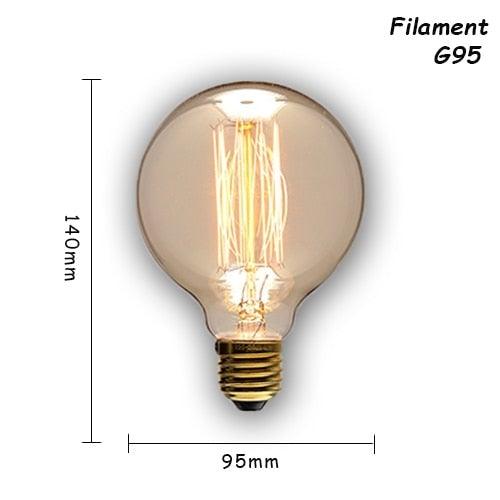 1pc Retro Lamp Edison Bulb Incandescent Living Room Decoration Vintage Lamp Filament Dimmable Amber Glass Antique Filament Light Bulbs