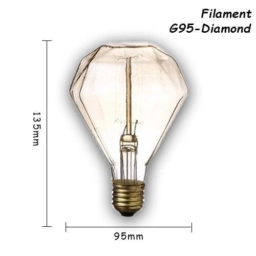 1pc Retro Lamp Edison Bulb Incandescent Living Room Decoration Vintage Lamp Filament Dimmable Amber Glass Antique Filament Light Bulbs