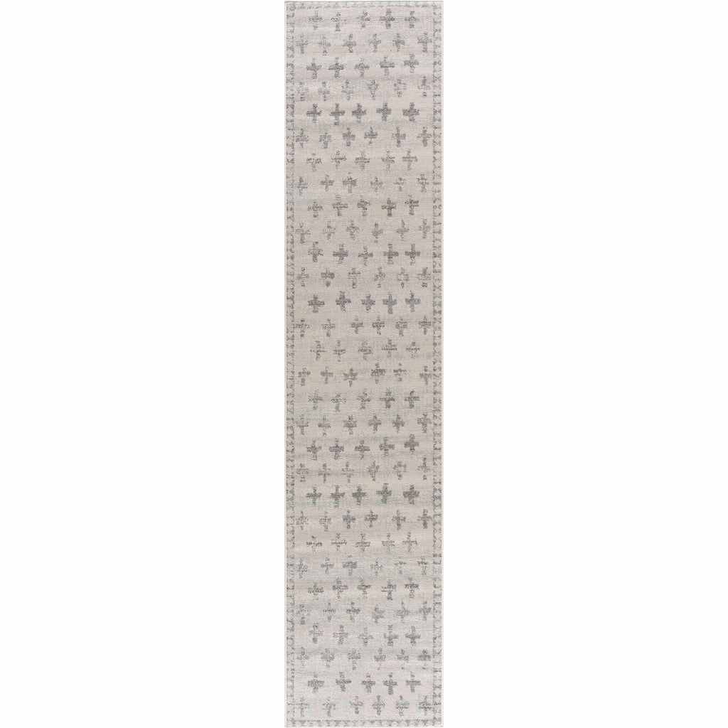 Tigris Swiss Cross Ivory & Gray 2322 Runner Rug