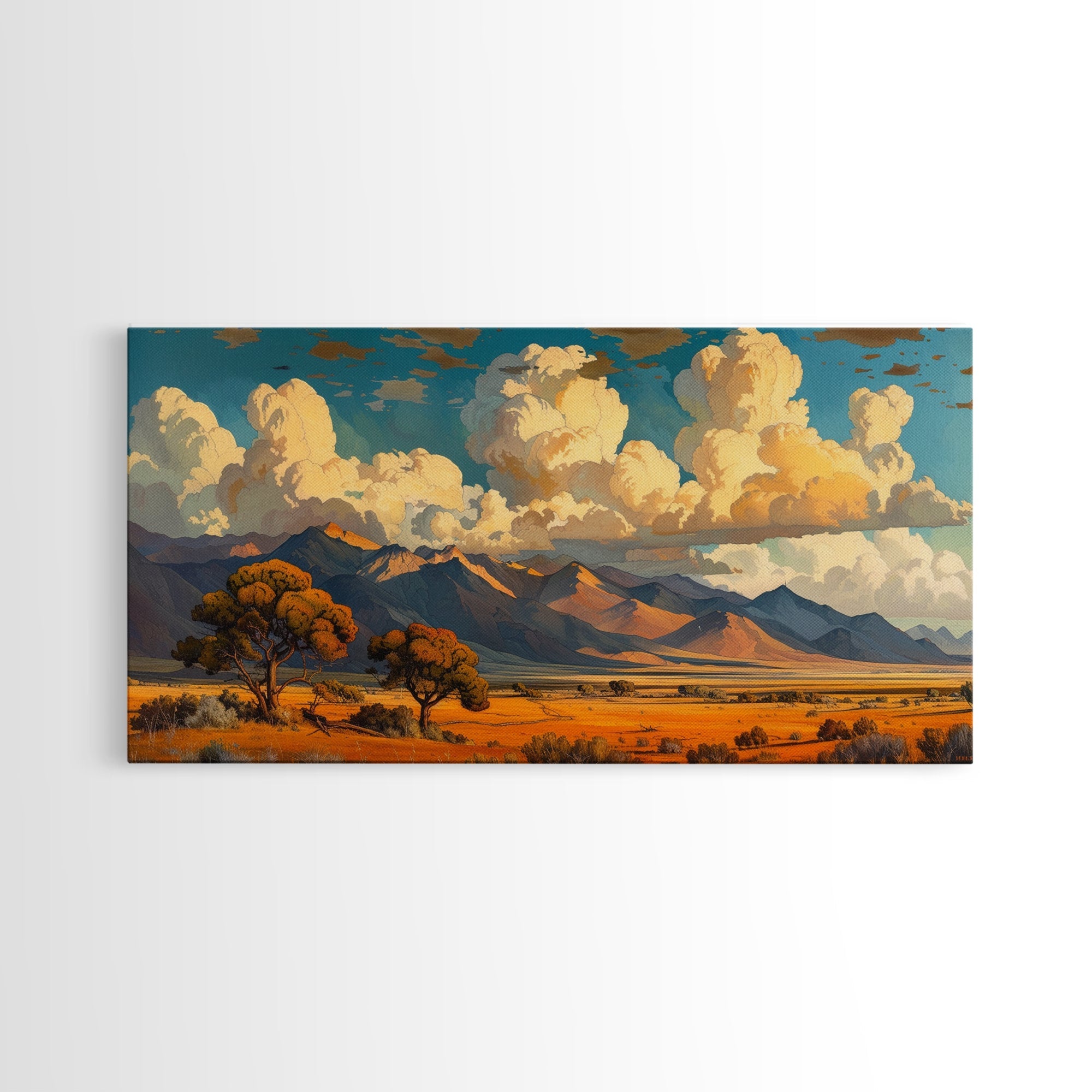 Home On The Mountains Framed Canvas Print, Southwestern Wall Art, Beautiful Home Decor For Above Sofa Or Couch, Rustic Farmhouse Art