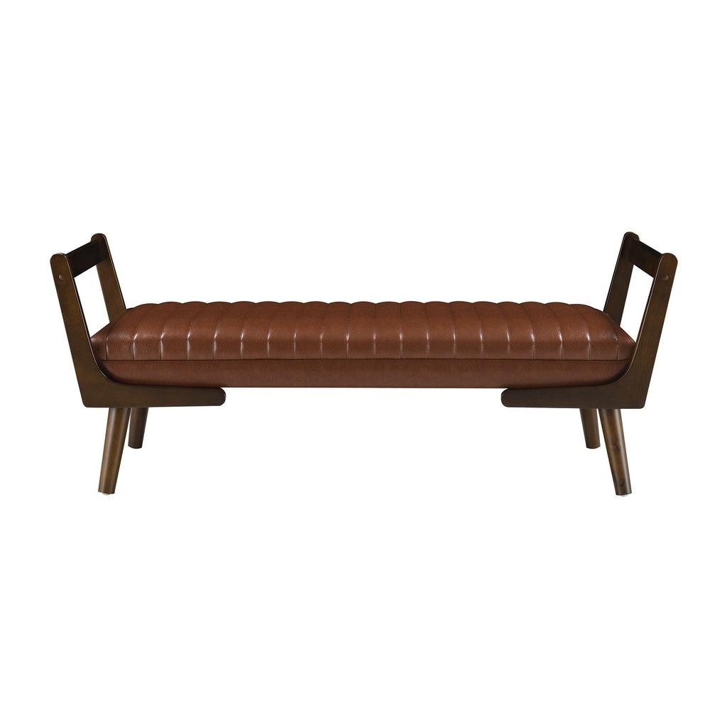 Mid-Century Bench With Wood Legs