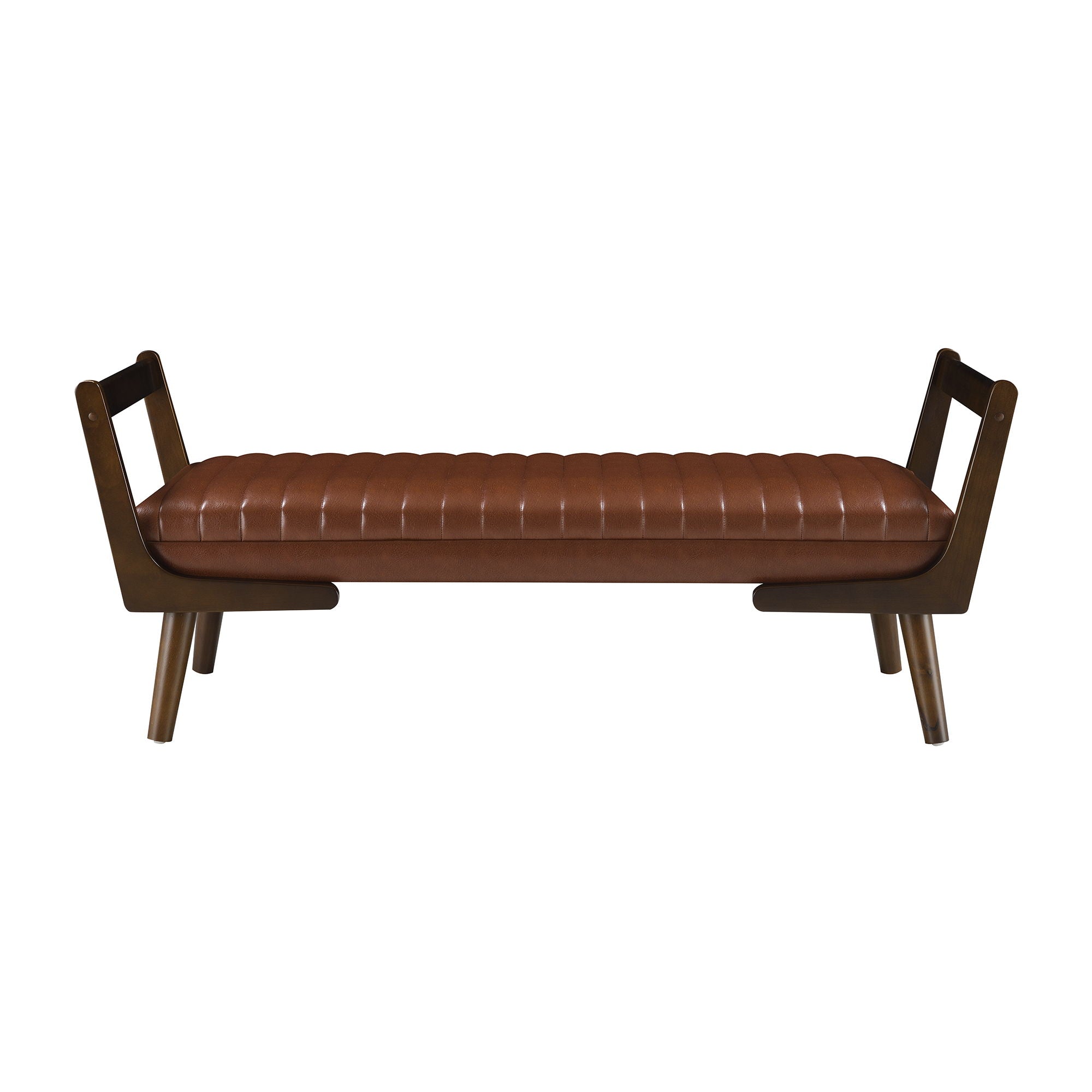 Mid-Century Bench With Wood Legs