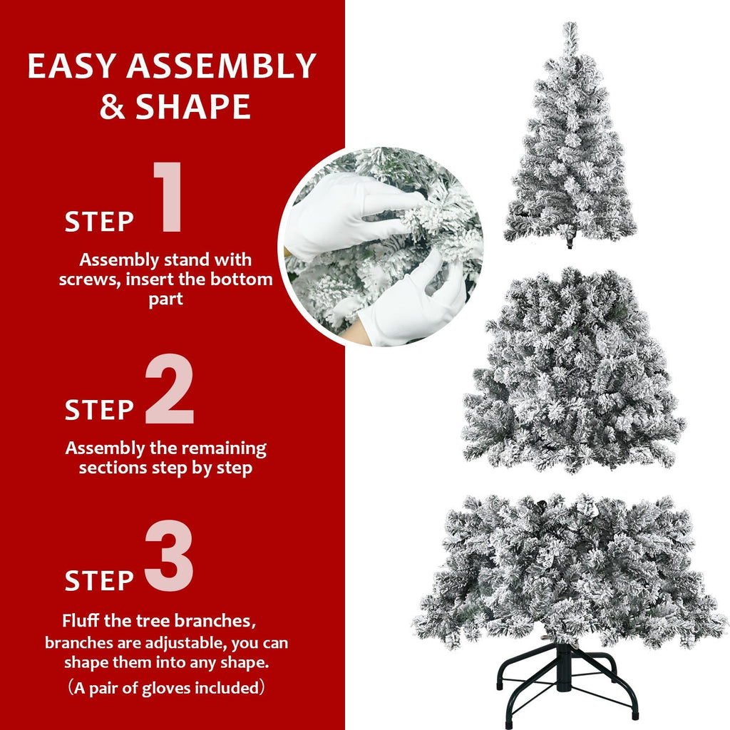 4FT Flocked Christmas Tree with 233 Tips