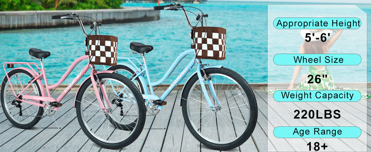 26 Inch 7-Speed City Commuter Bike with Lock & Detachable Basket