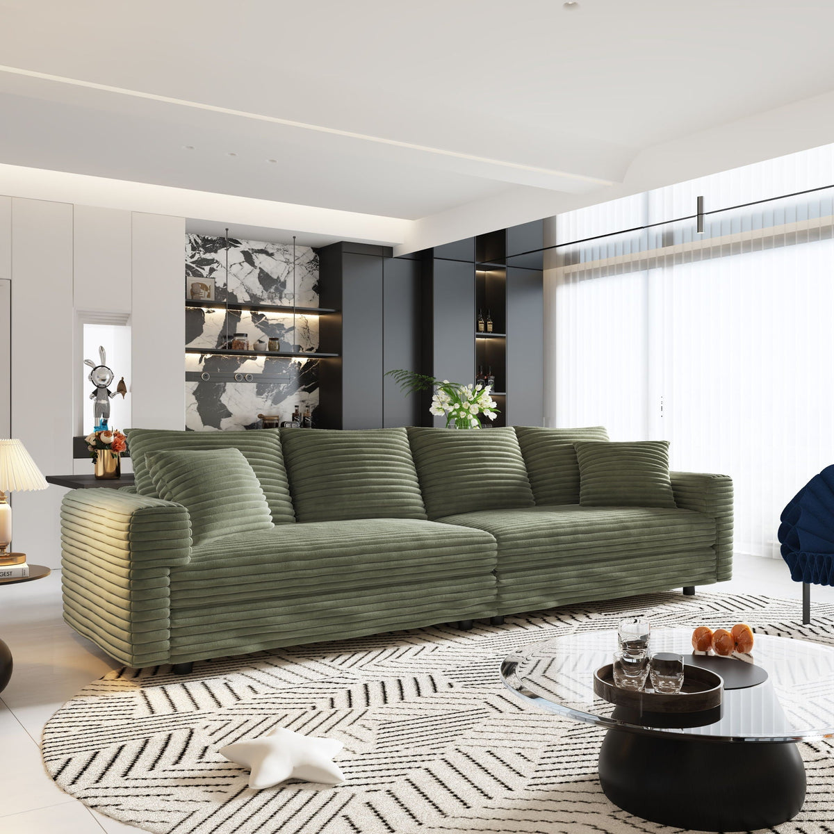4 Seat Modern Comfy Upholstered Sofa Cloud Couch