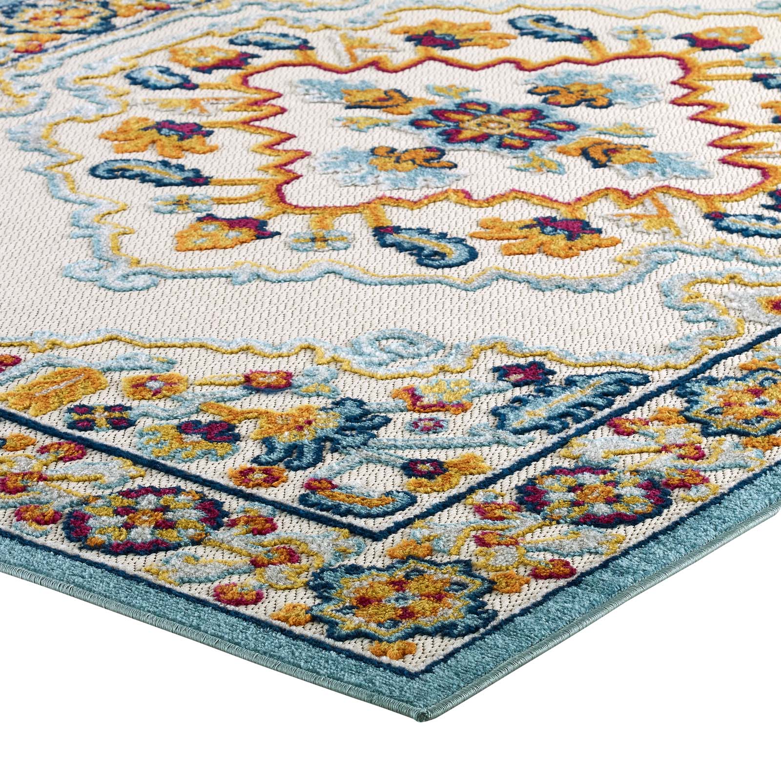 Reflect Ansel Distressed Floral Vintage Medallion 5x8 Indoor and Outdoor Area Rug by Modway