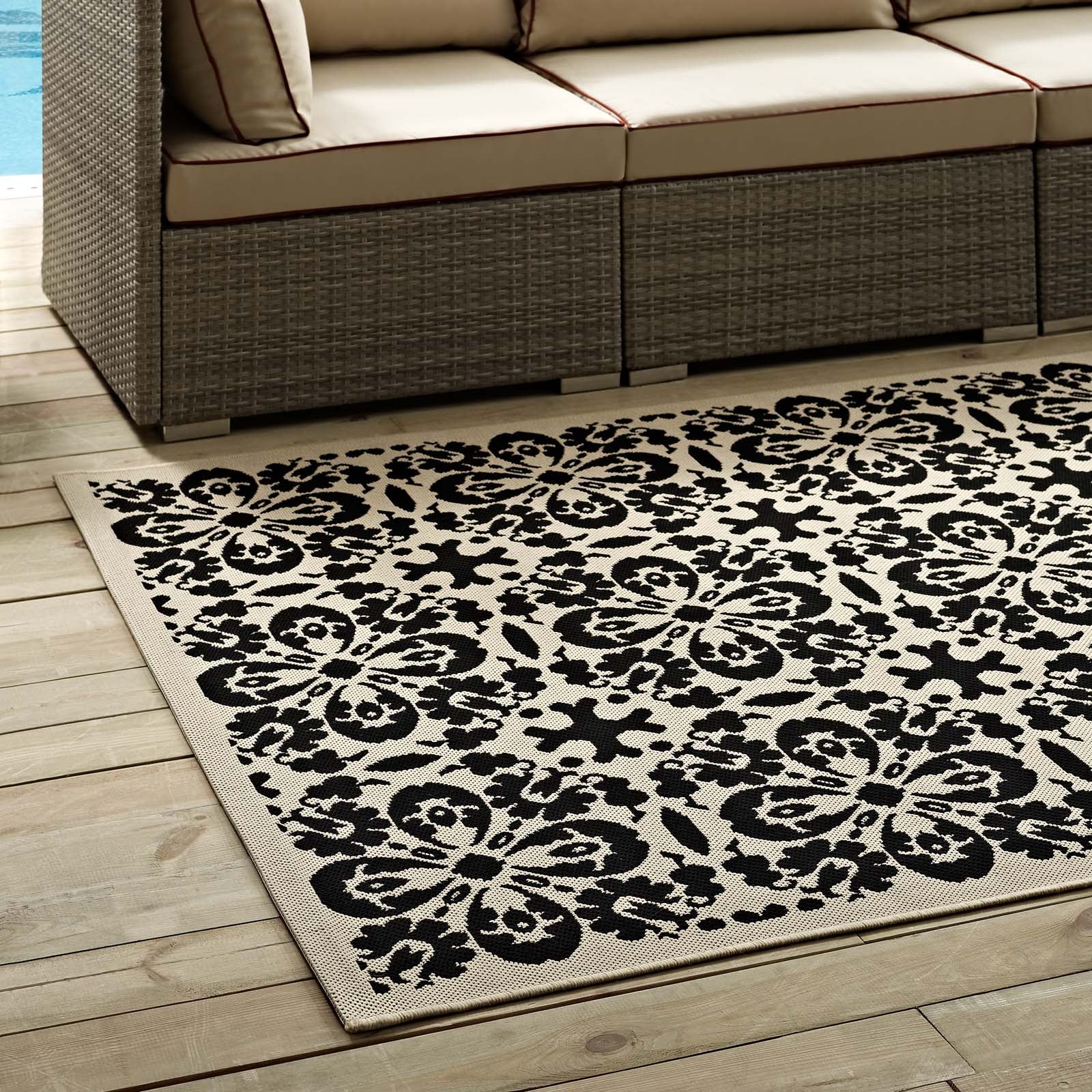 Ariana Vintage Floral Trellis Indoor and Outdoor 5x8 Area Rug by Modway