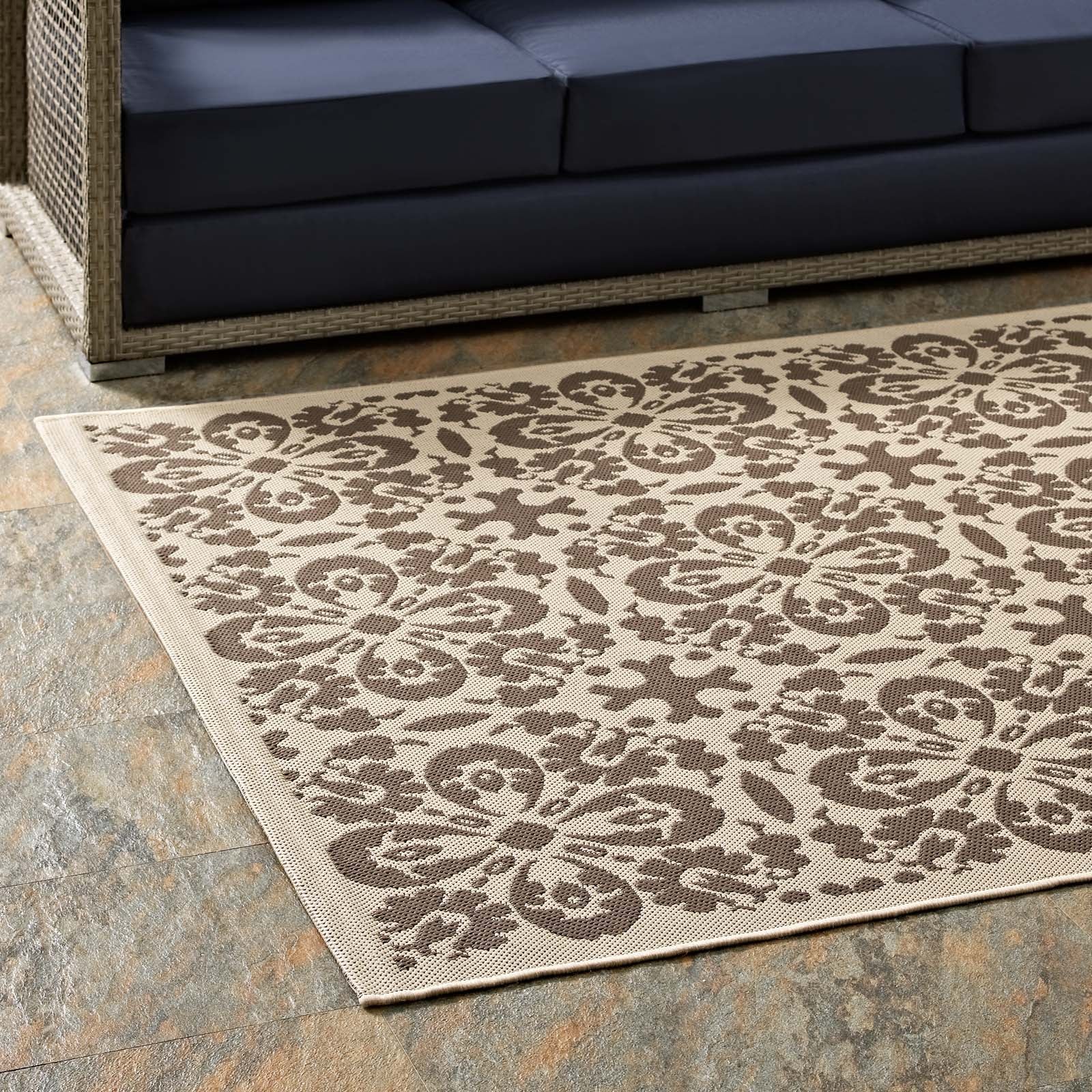 Ariana Vintage Floral Trellis Indoor and Outdoor 8x10 Area Rug by Modway