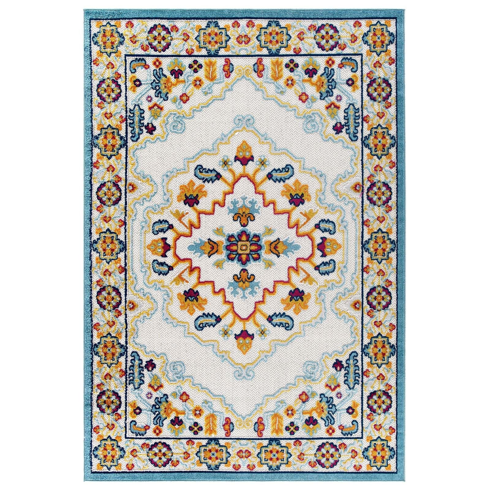 Reflect Ansel Distressed Floral Vintage Medallion 5x8 Indoor and Outdoor Area Rug by Modway