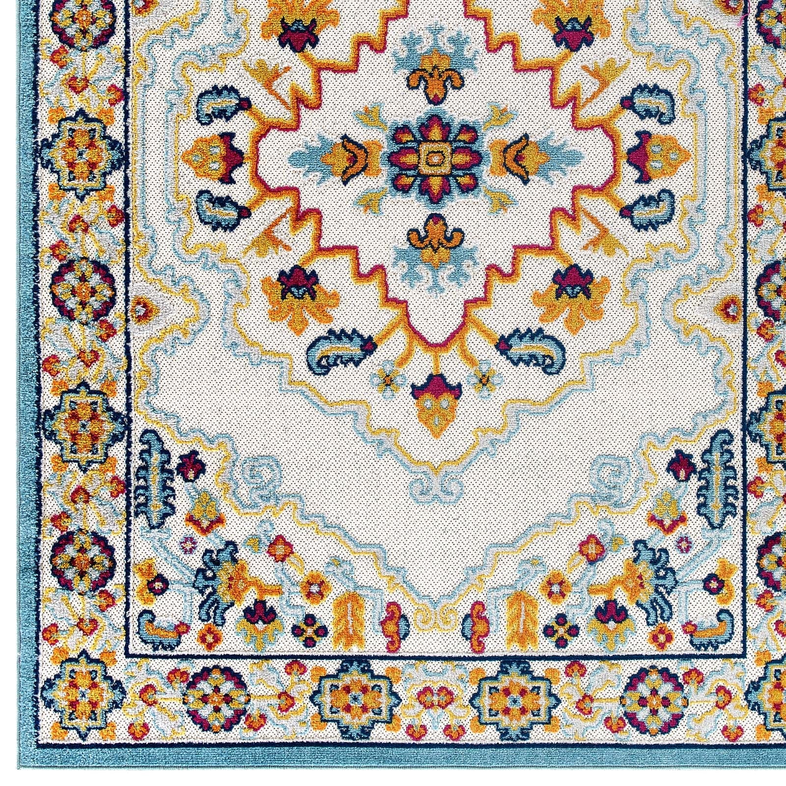 Reflect Ansel Distressed Floral Vintage Medallion 5x8 Indoor and Outdoor Area Rug by Modway