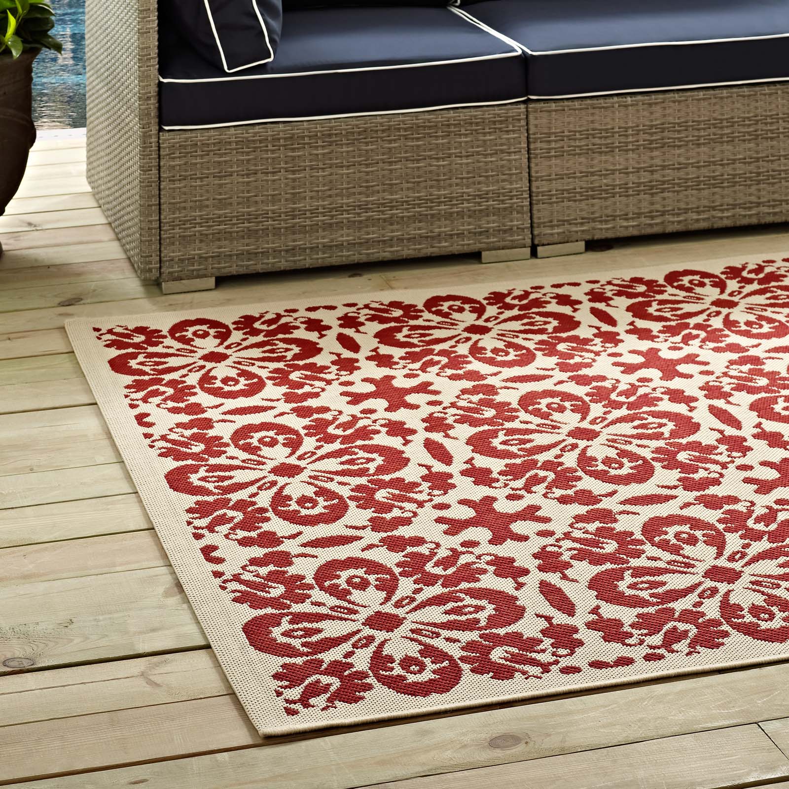 Ariana Vintage Floral Trellis Indoor and Outdoor 5x8 Area Rug by Modway