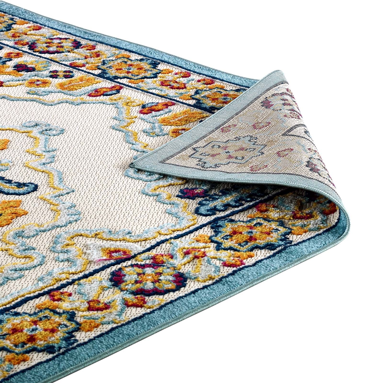 Reflect Ansel Distressed Floral Vintage Medallion 5x8 Indoor and Outdoor Area Rug by Modway