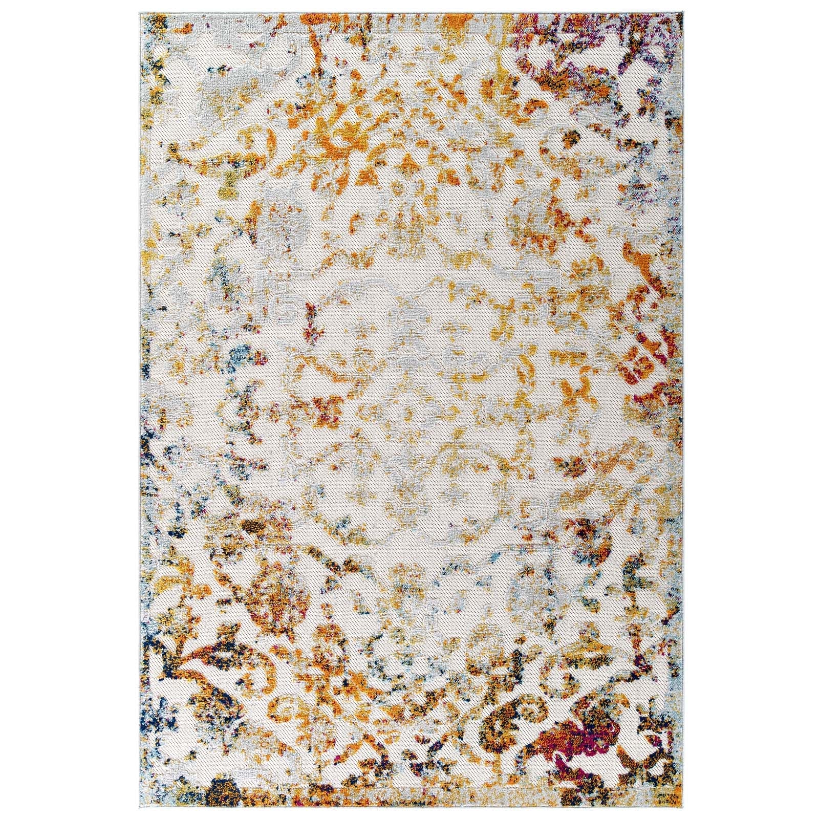 Reflect Primrose Ornate Floral Lattice 8x10 Indoor/Outdoor Area Rug by Modway