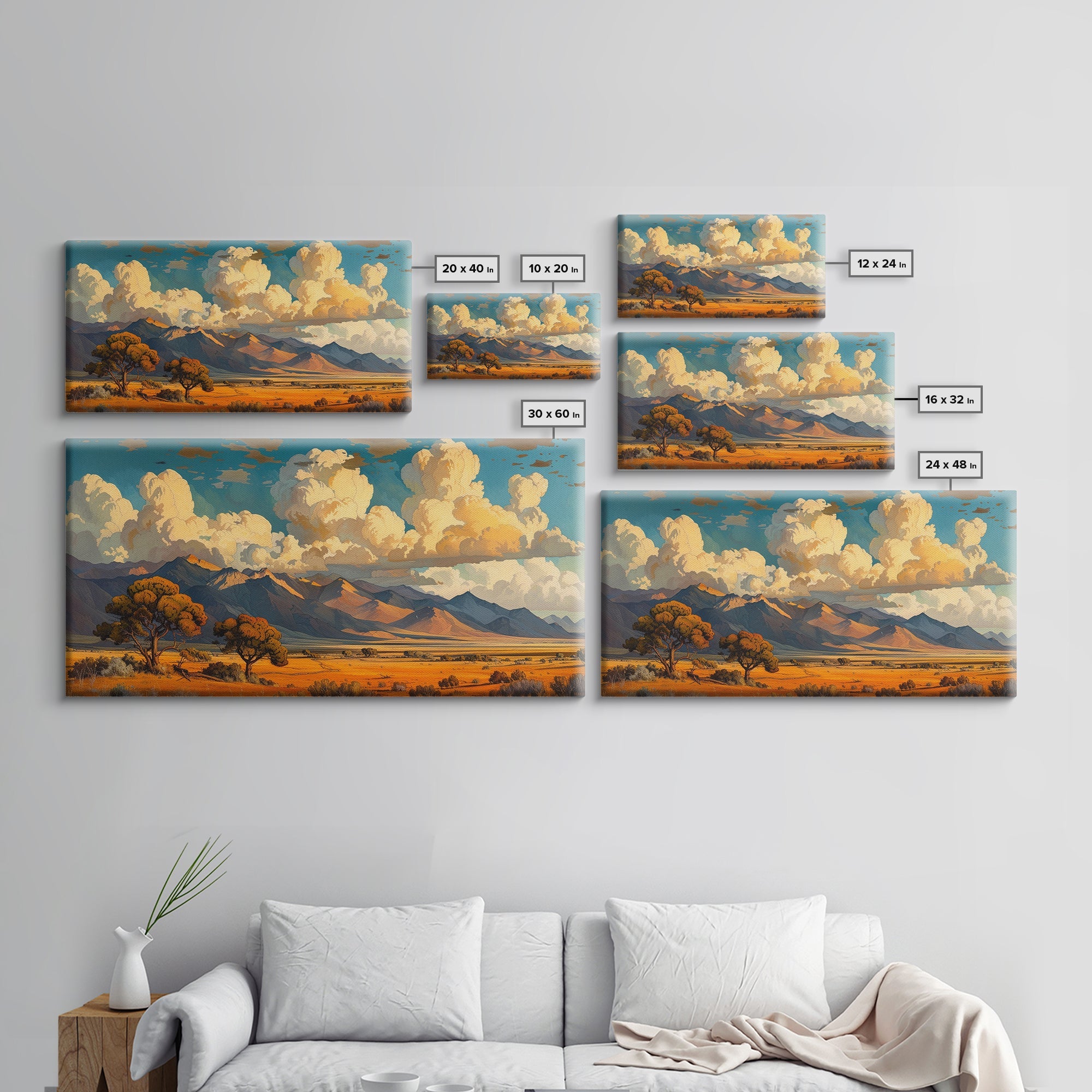 Home On The Mountains Framed Canvas Print, Southwestern Wall Art, Beautiful Home Decor For Above Sofa Or Couch, Rustic Farmhouse Art