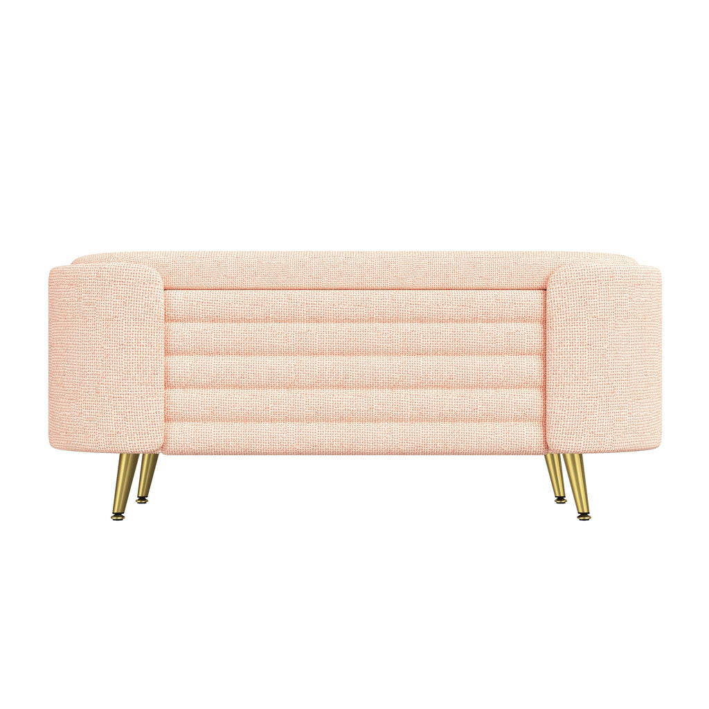 Modern Oval Storage Ottoman With Upholstery