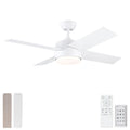 Ceiling Fan With Remote Control, Reversible DC Motor, 6 Speeds, 3 Dimmable LED, Quiet Timer For Indoor - White