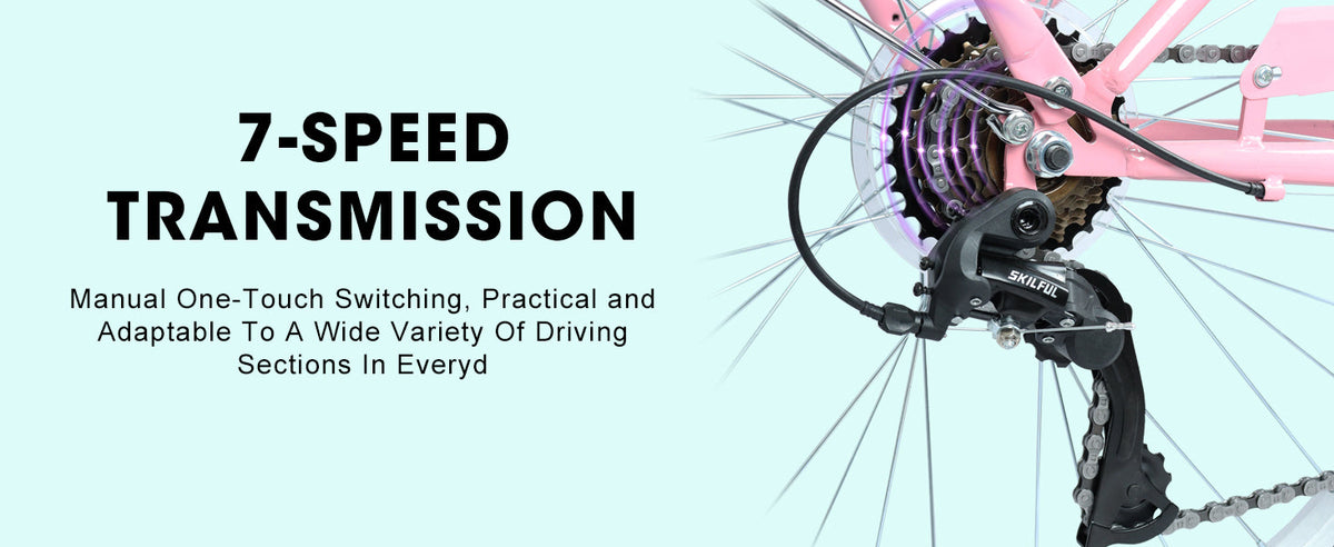 26 Inch 7-Speed City Commuter Bike with Lock & Detachable Basket