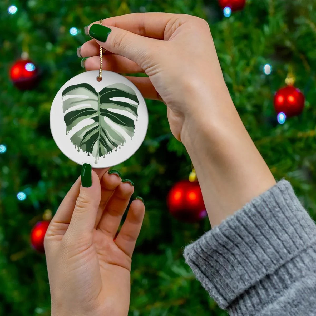 Melting Monstera Albo Ceramic Ornament
