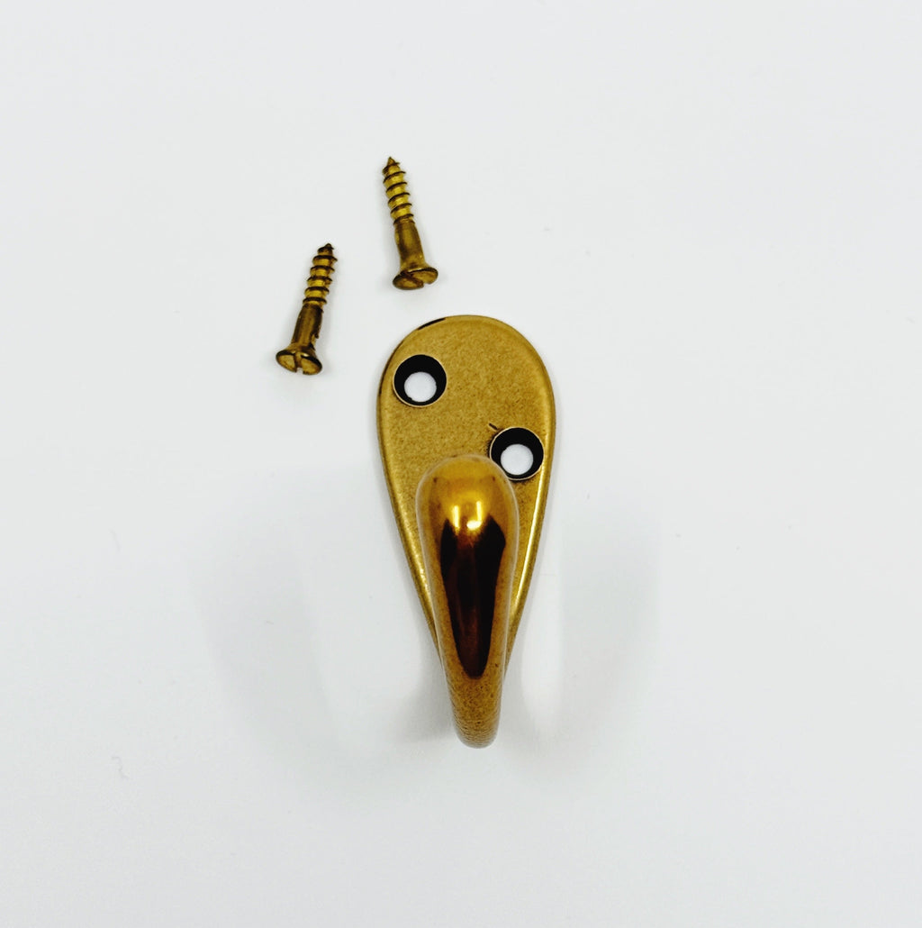 Antique Brass "Capri" Single Modern Wall Hat and Coat Hook