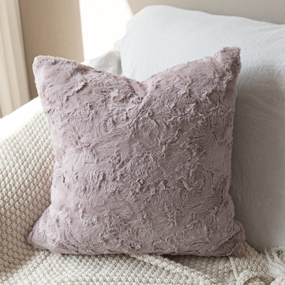 4-Piece Coordinated Pillow Bundle with Inserts – well mixed miss and match reversible sides furry throw pillows and 450g inserts 18"x18" square – F...