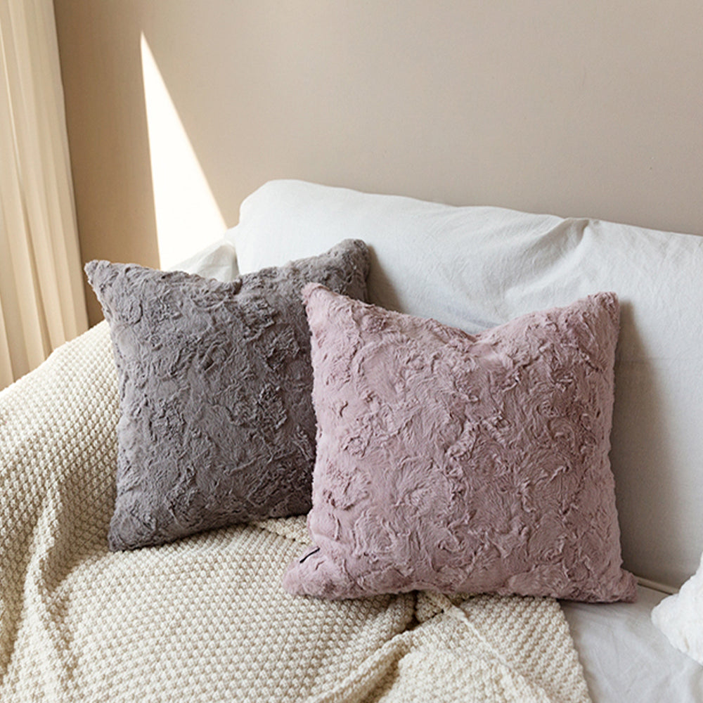 4-Piece Coordinated Pillow Bundle with Inserts – well mixed miss and match reversible sides furry throw pillows and 450g inserts 18"x18" square – F...