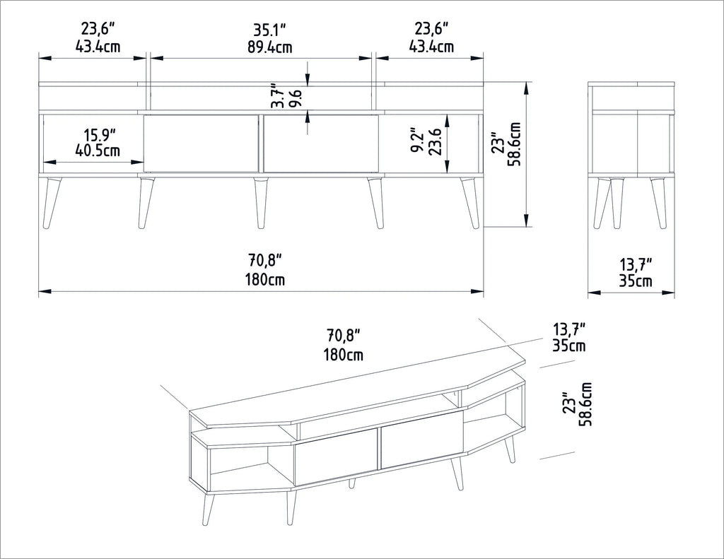 Dennis 71 in Wide Modern TV Stand Media Console with Storage for TVs up to 80 in