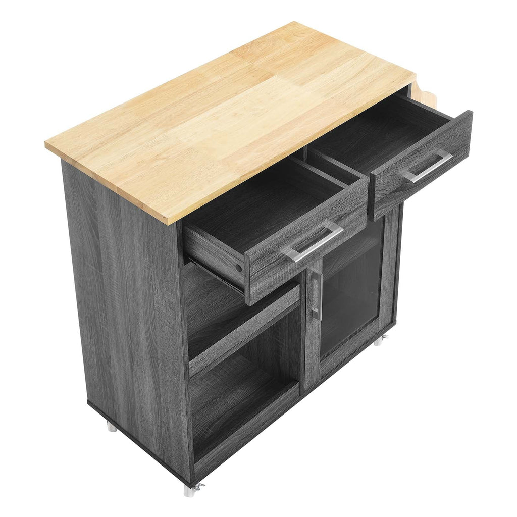 Culinary Kitchen Cart With Spice Rack by Modway