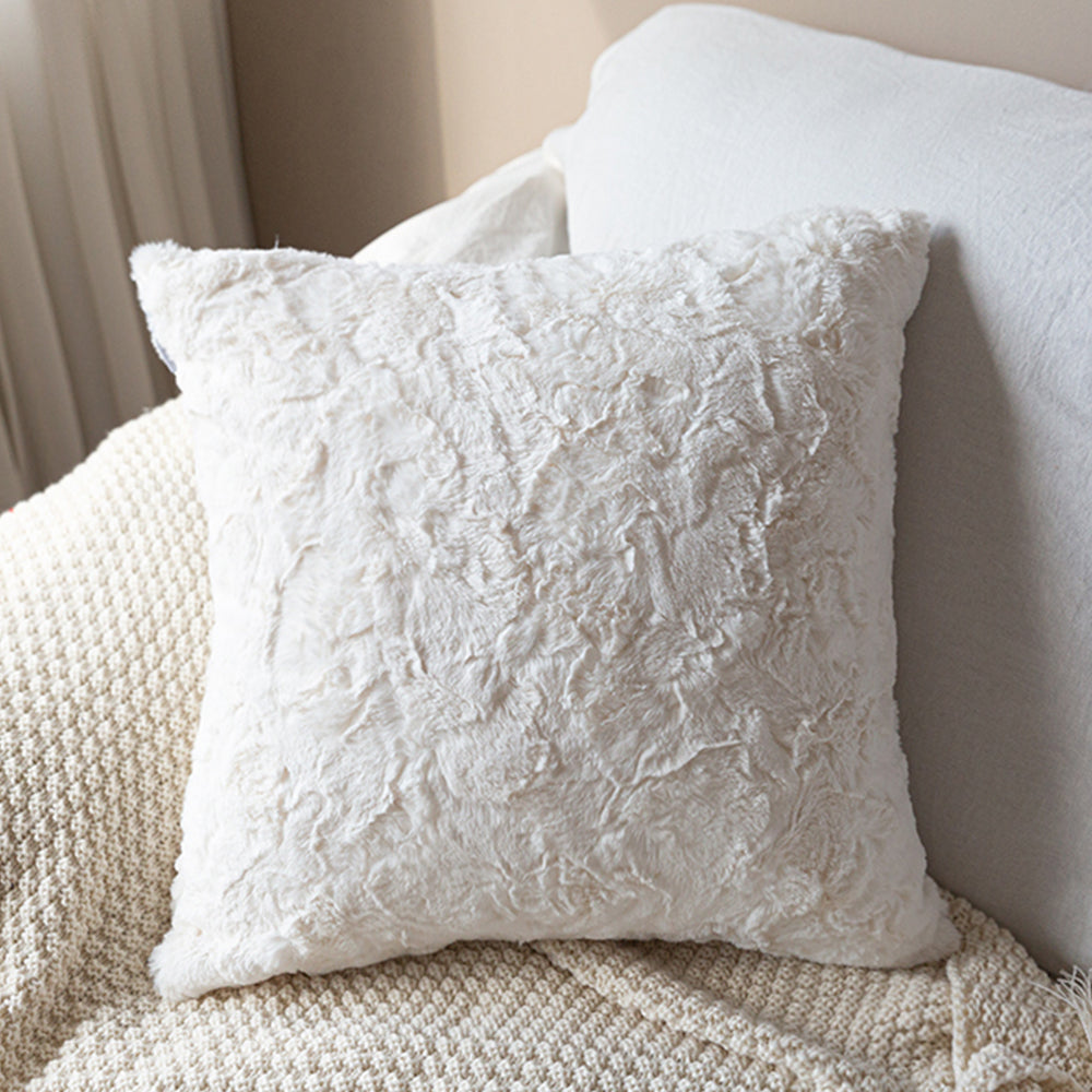 4-Piece Coordinated Pillow Bundle with Inserts – well mixed miss and match reversible sides furry throw pillows and 450g inserts 18"x18" square – F...