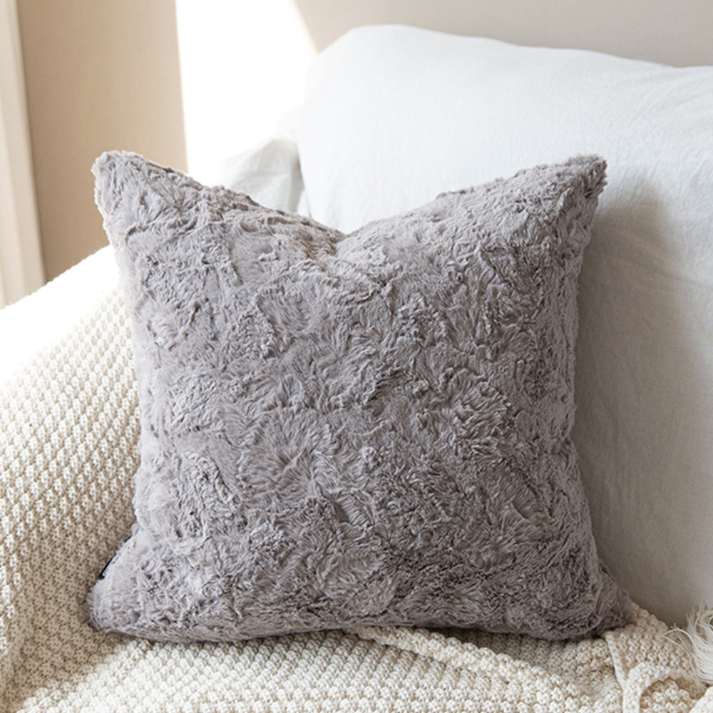 4-Piece Coordinated Pillow Bundle with Inserts – well mixed miss and match reversible sides furry throw pillows and 450g inserts 18"x18" square – F...