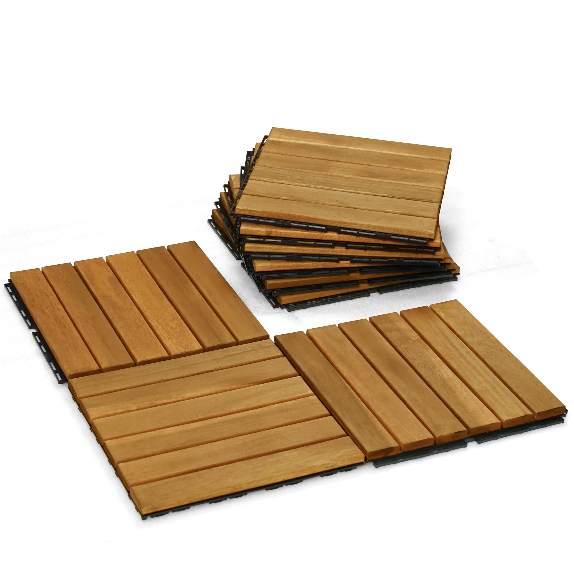 Solid Wood Deck Tiles 6 Slat Set 9