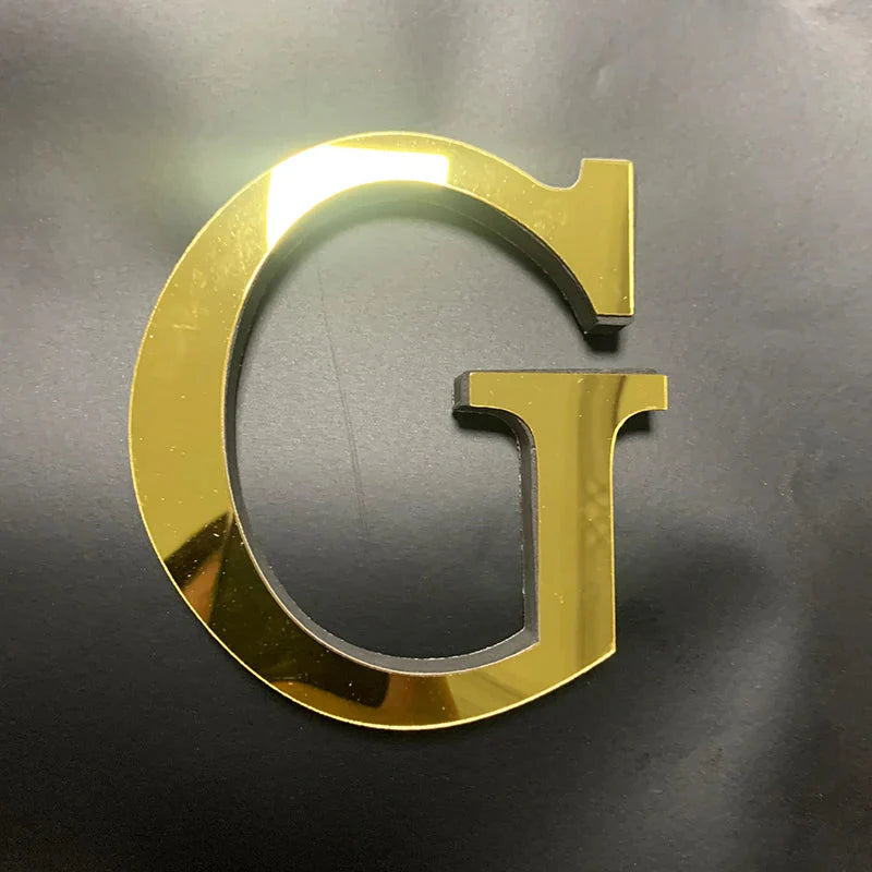 Gold Mirror 3D Letter Wall Stickers – Acrylic Peel & Stick Decor