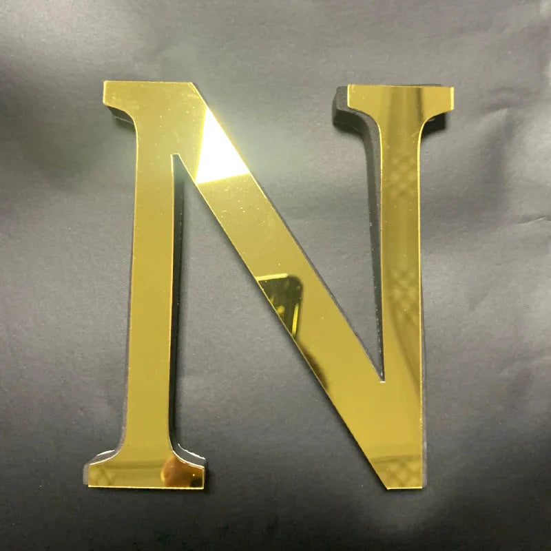 Gold Mirror 3D Letter Wall Stickers – Acrylic Peel & Stick Decor