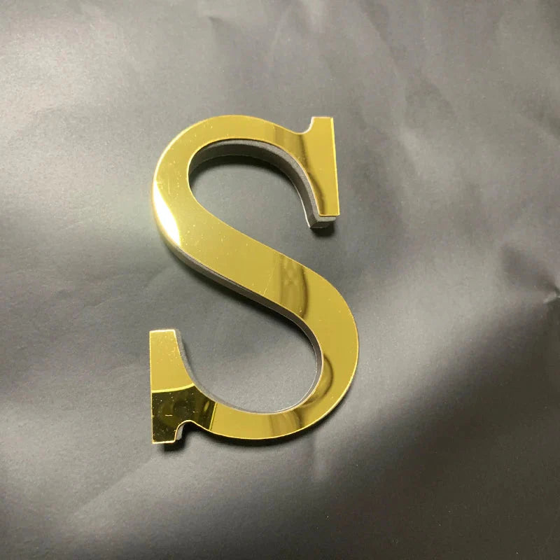 Gold Mirror 3D Letter Wall Stickers – Acrylic Peel & Stick Decor