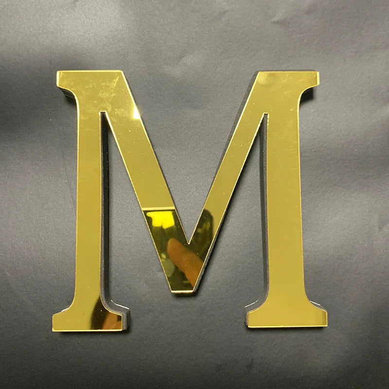Gold Mirror 3D Letter Wall Stickers – Acrylic Peel & Stick Decor