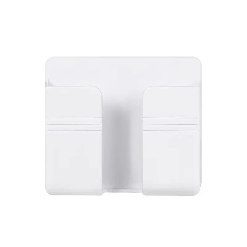 2PCS Wall Mounted Mobile Phone Charging Case Holder with Adhesive Remote Control Base Non Perforated Wall Storage Rack Base