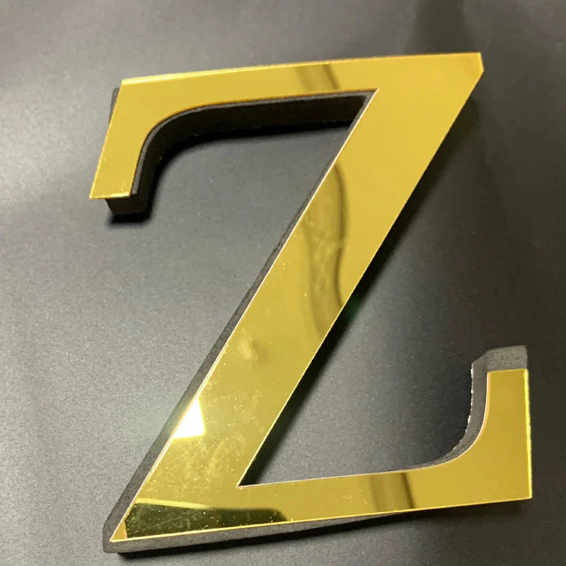 Gold Mirror 3D Letter Wall Stickers – Acrylic Peel & Stick Decor