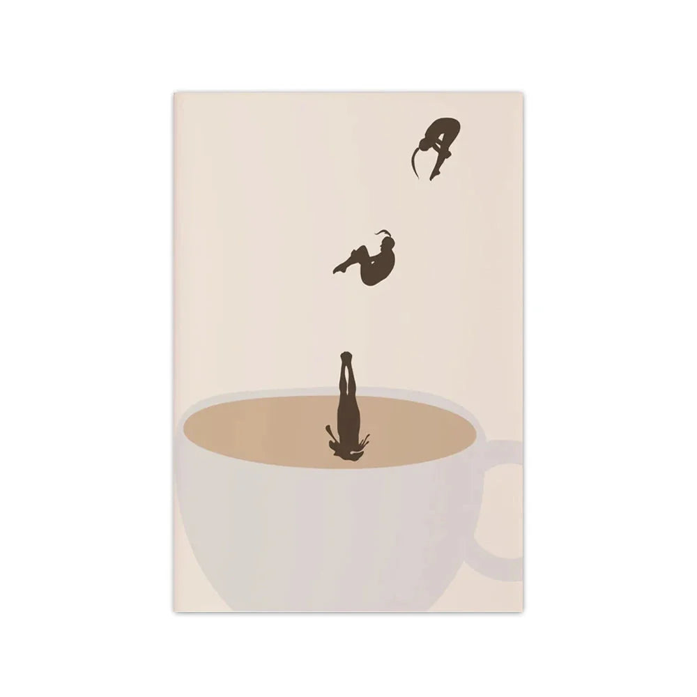 Retro Coffee Diving Poster Canvas Wall Art | Good Morning Coffee Print