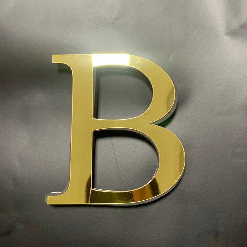 Gold Mirror 3D Letter Wall Stickers – Acrylic Peel & Stick Decor