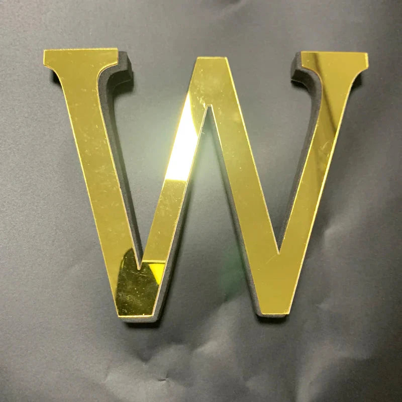 Gold Mirror 3D Letter Wall Stickers – Acrylic Peel & Stick Decor