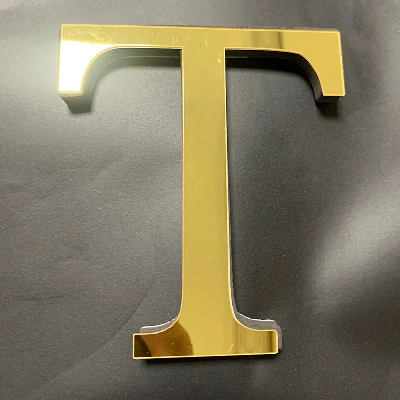 Gold Mirror 3D Letter Wall Stickers – Acrylic Peel & Stick Decor