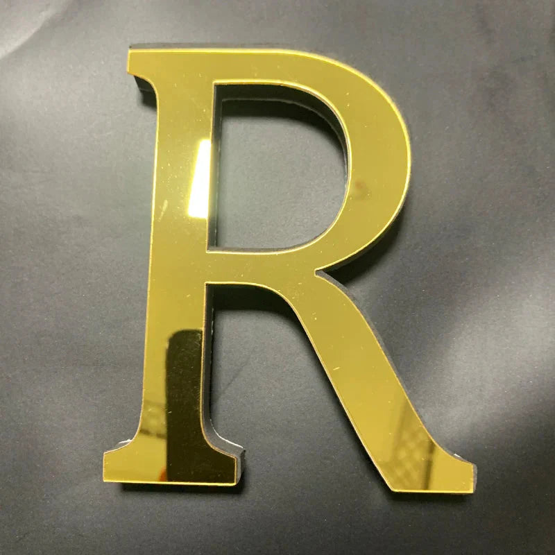 Gold Mirror 3D Letter Wall Stickers – Acrylic Peel & Stick Decor