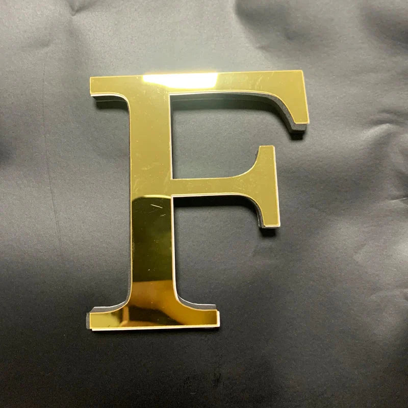 Gold Mirror 3D Letter Wall Stickers – Acrylic Peel & Stick Decor