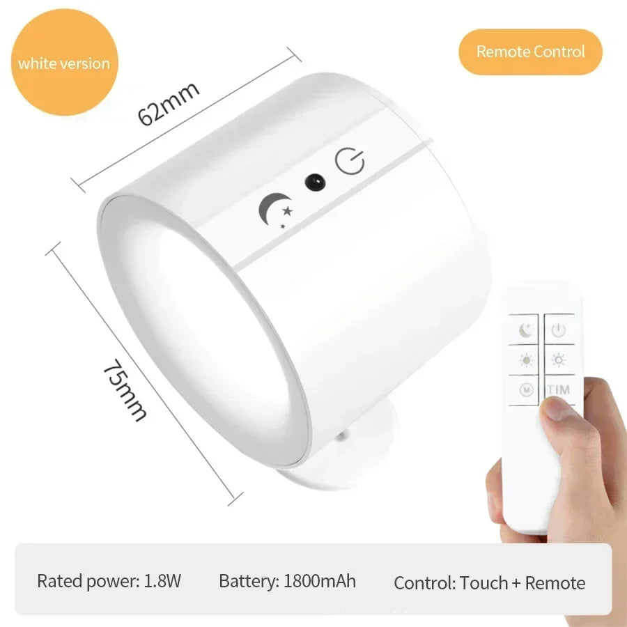 Double Head Magnetic LED Wall Lamp Rechargeable 360° Rotation Wireless Remote Control Spotlight For Bedroom Living Room Decor